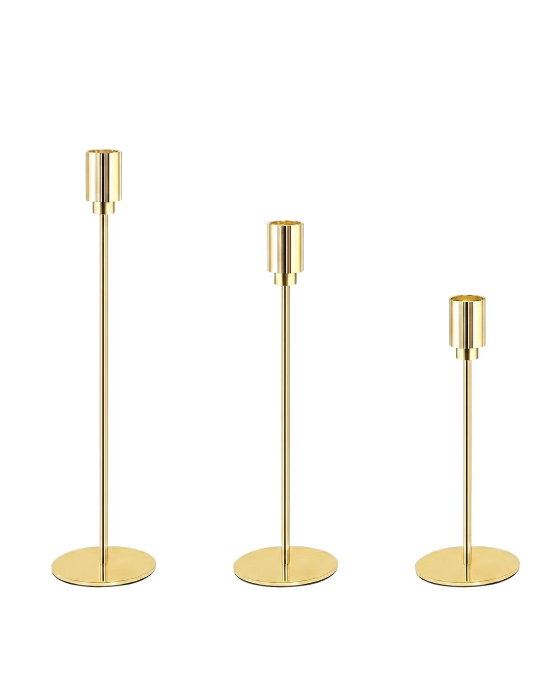 Kerzenständer Set Metall gold 3-teilig (mieten)