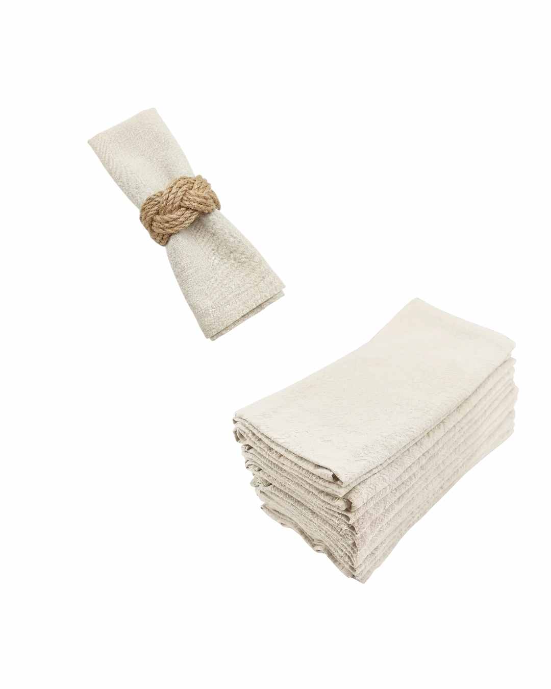 Serviettenringe mieten und Stoffserviette viereckig creme beige in nautoptik