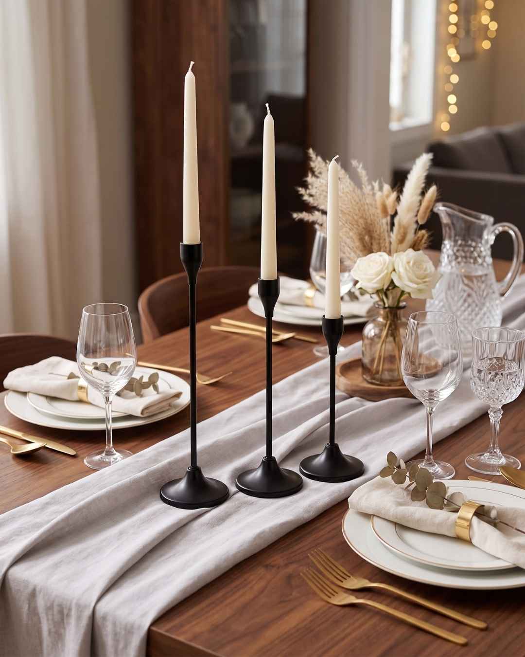 Kerzenständer Set Metall schwarz 3-teilig mieten