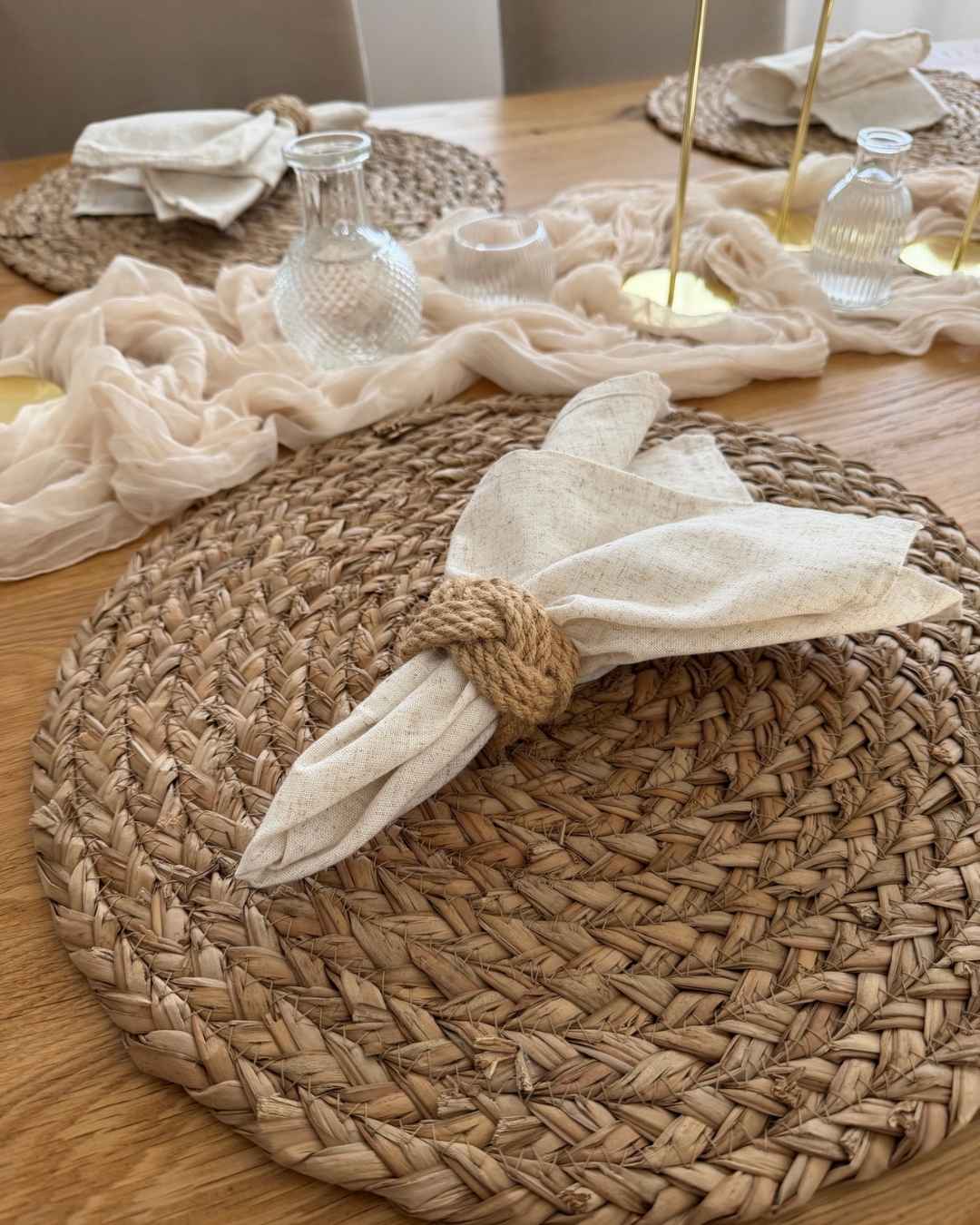 Tischdekoset Jute „Creme Nature“ (Mietset)