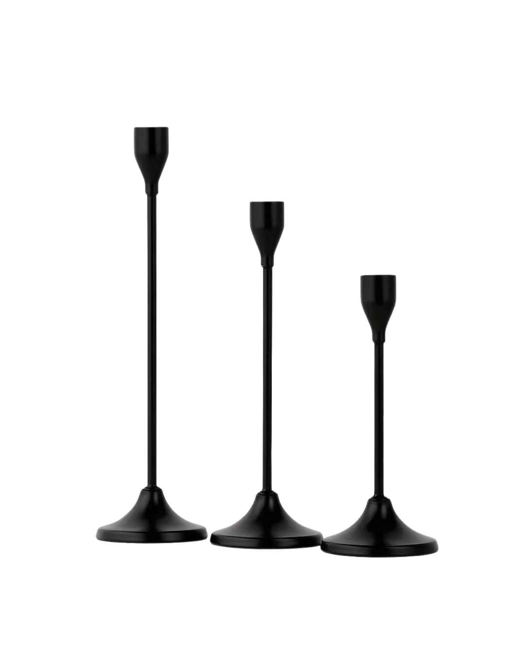 Kerzenständer Set Metall schwarz 3-teilig (mieten)