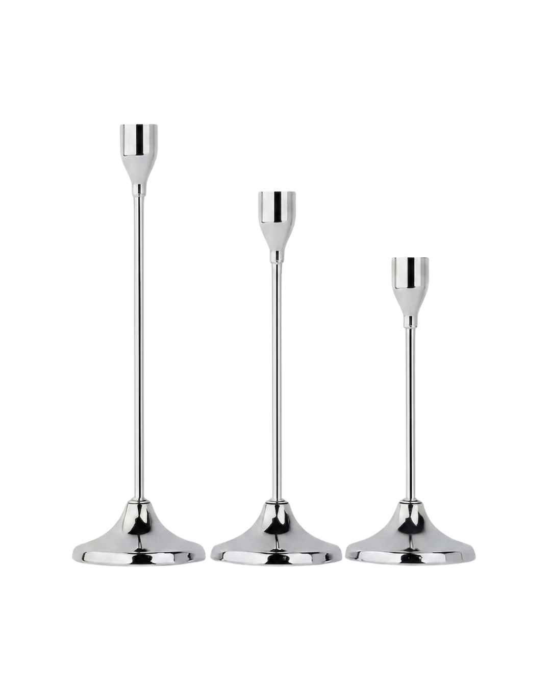 Kerzenständer Set Metall silber 3-teilig (mieten)