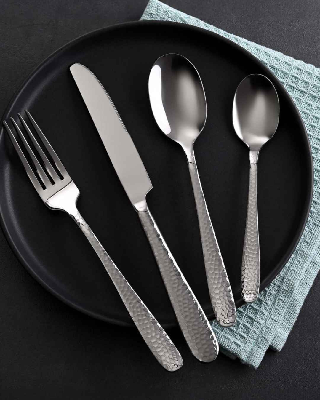 Besteckset „silber Struktur“ 6 Personen